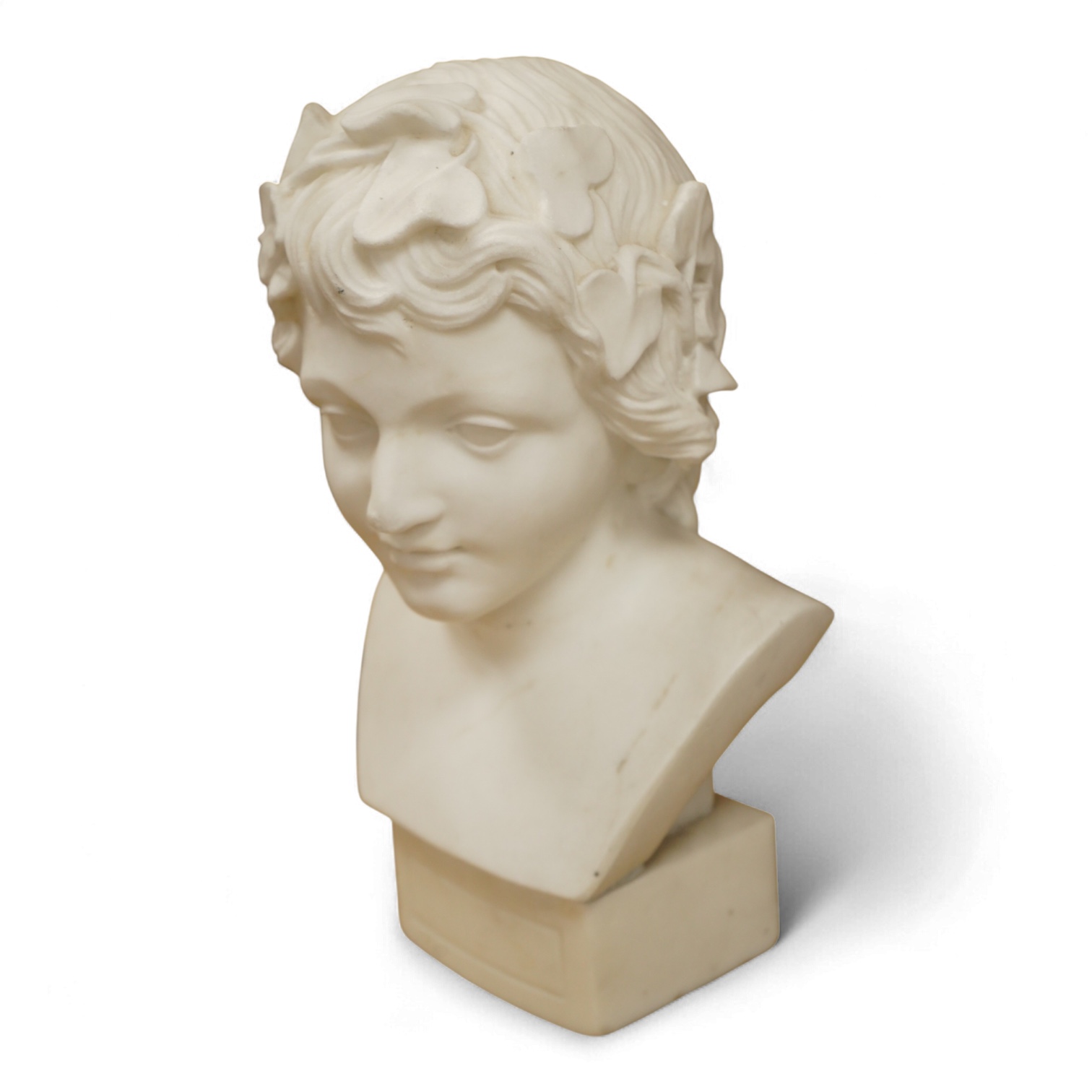 A Victorian carved marble bust, 32cm